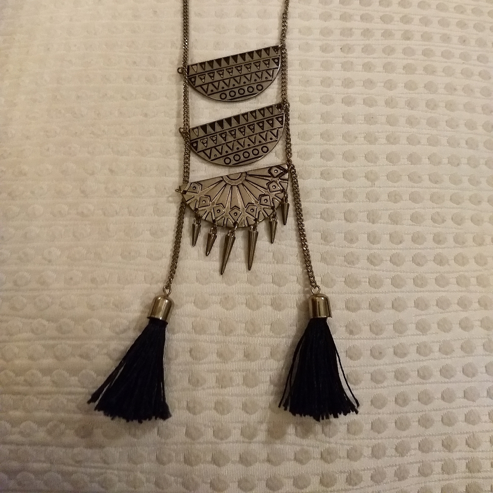 Beautiful Black Tassel Necklace